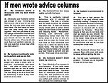 Click image for larger version

Name:	If Men Wrote Advice Columns.jpg
Views:	831
Size:	99.7 KB
ID:	3376